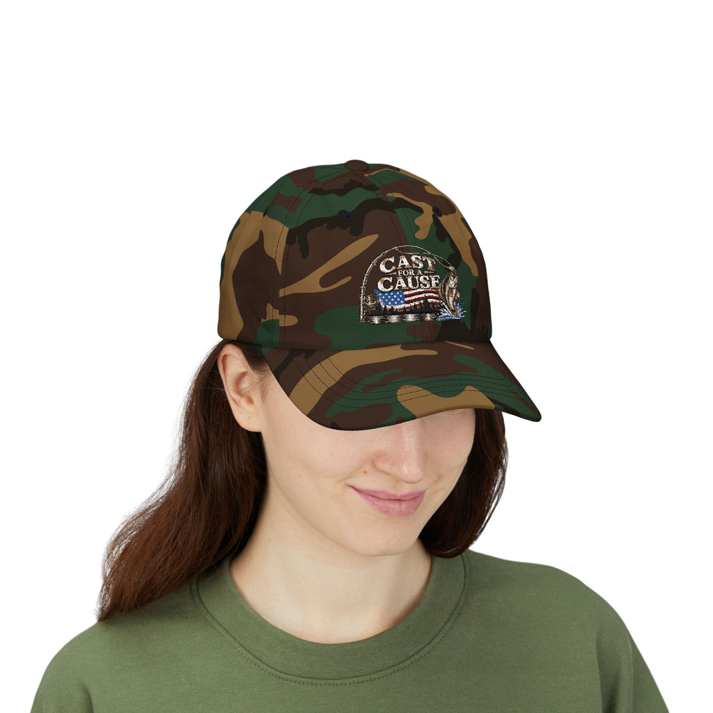 Cap — ‘Cast for a Cause’ Fishing Hat with American Flag Embroidery