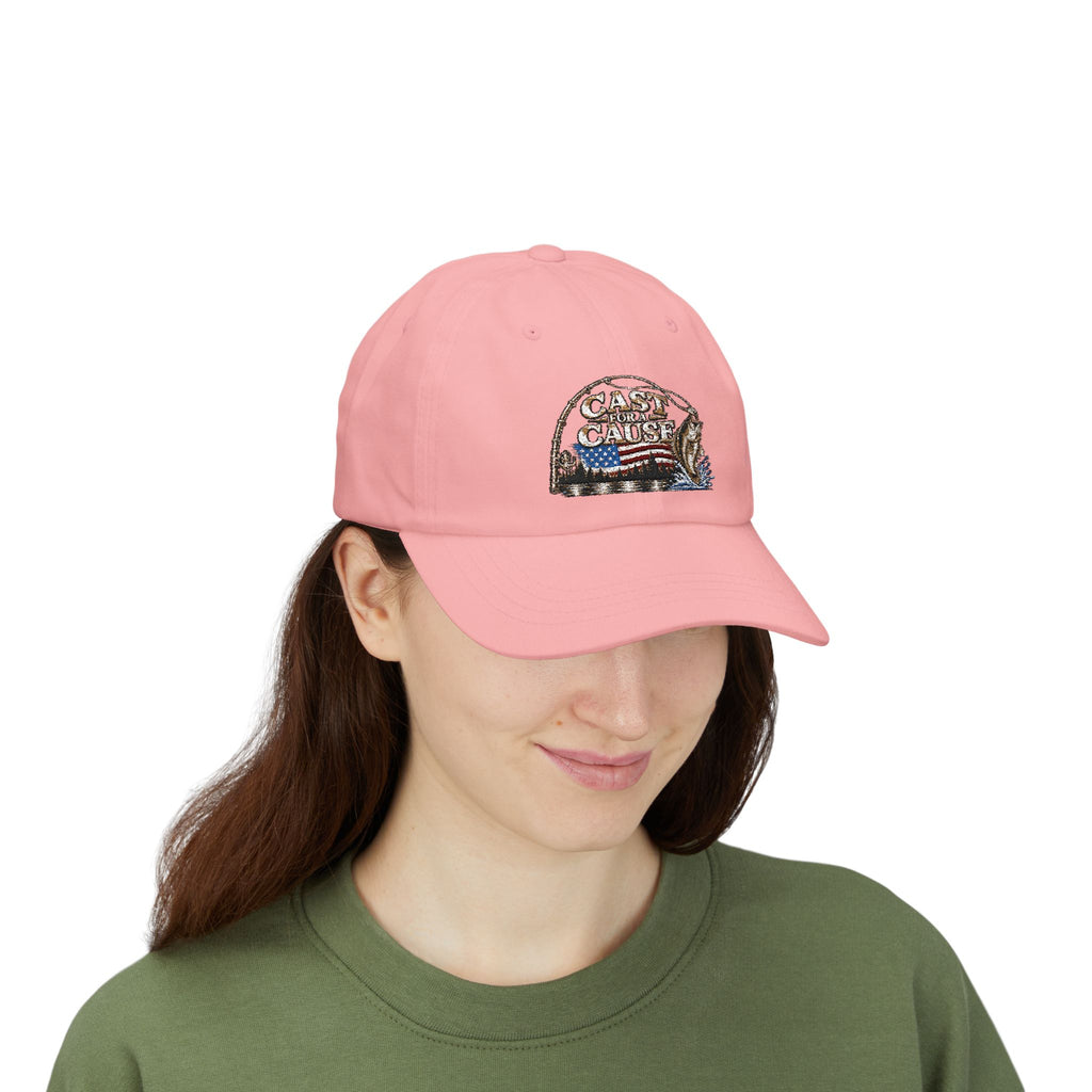 Cap — ‘Cast for a Cause’ Fishing Hat with American Flag Embroidery