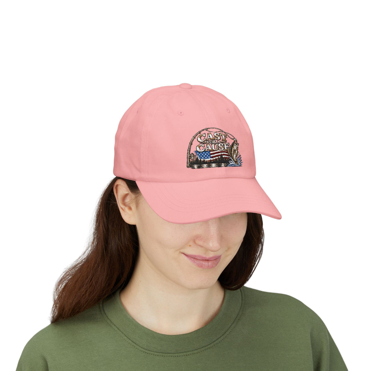 Cap — ‘Cast for a Cause’ Fishing Hat with American Flag Embroidery