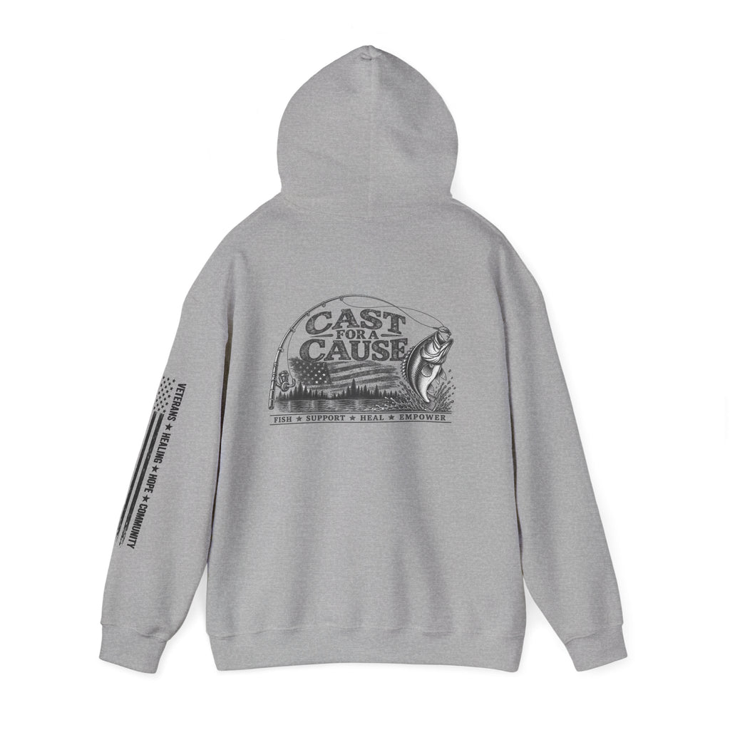 Cast for a Cause Fishing Hoodie — After the Action Charity Logo Sweatshirt