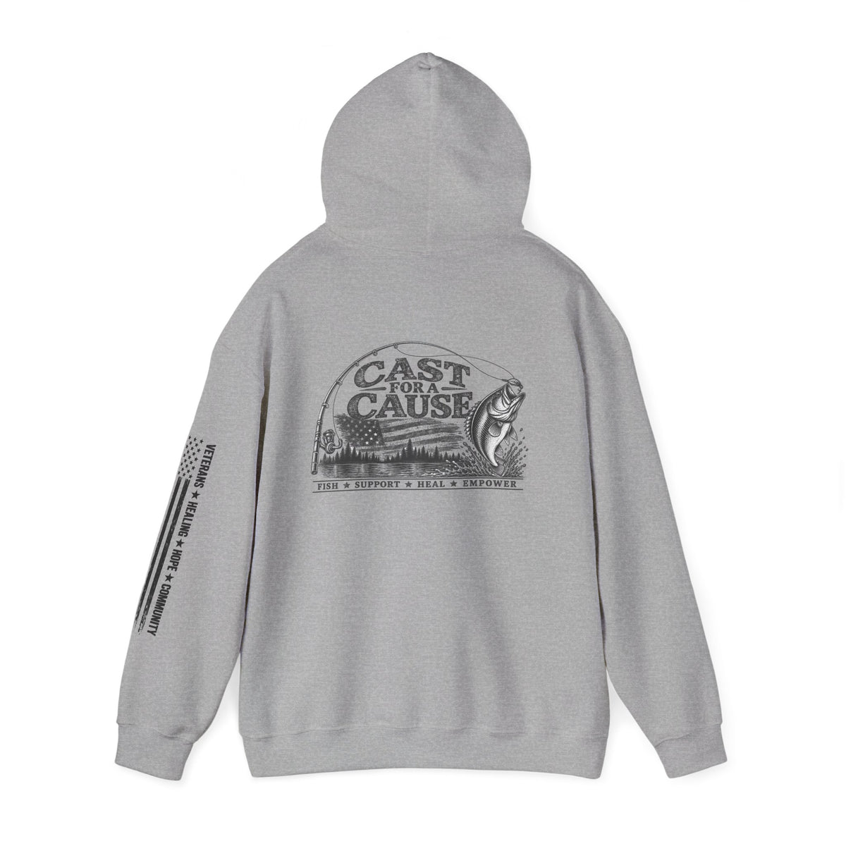 Cast for a Cause Fishing Hoodie — After the Action Charity Logo Sweatshirt
