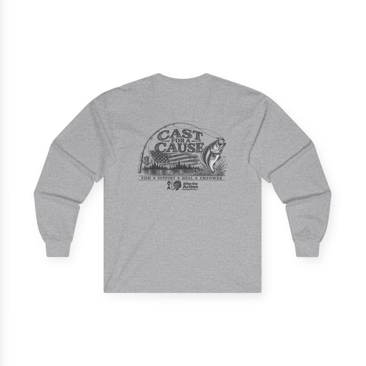 Cast for a Cause Long Sleeve Tee — Fishing Charity Graphic Shirt