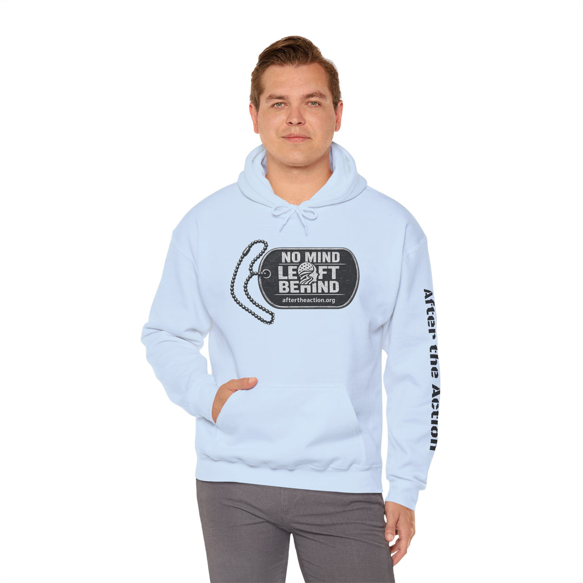 No Mind Left Behind Hoodie – After the Action Mental Health Support Sweatshirt