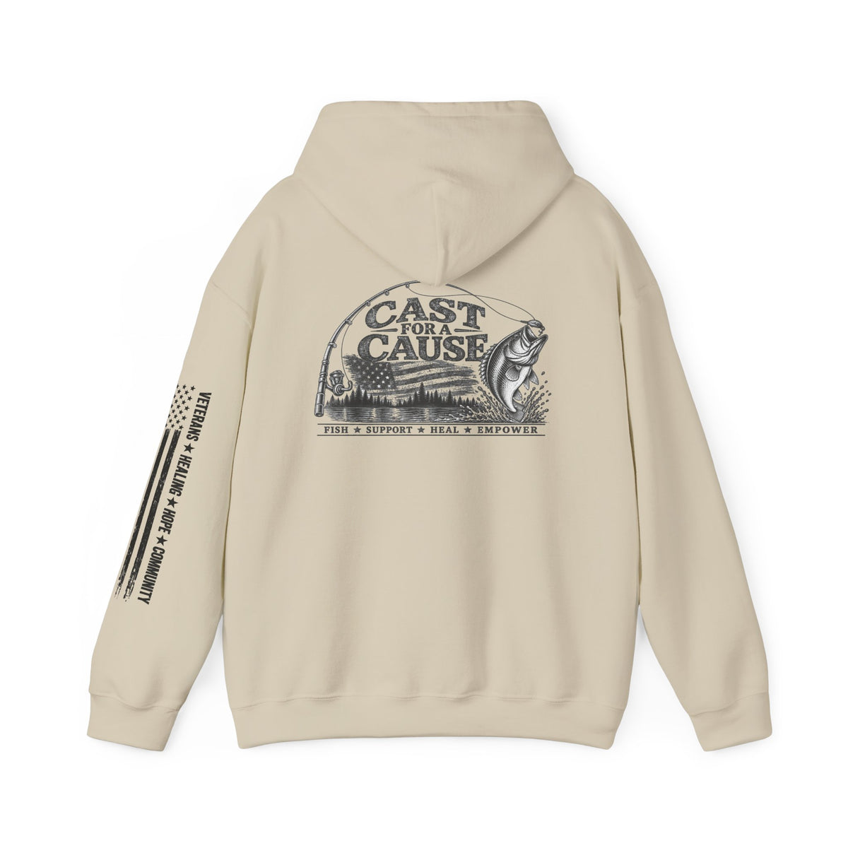 Cast for a Cause Fishing Hoodie — After the Action Charity Logo Sweatshirt
