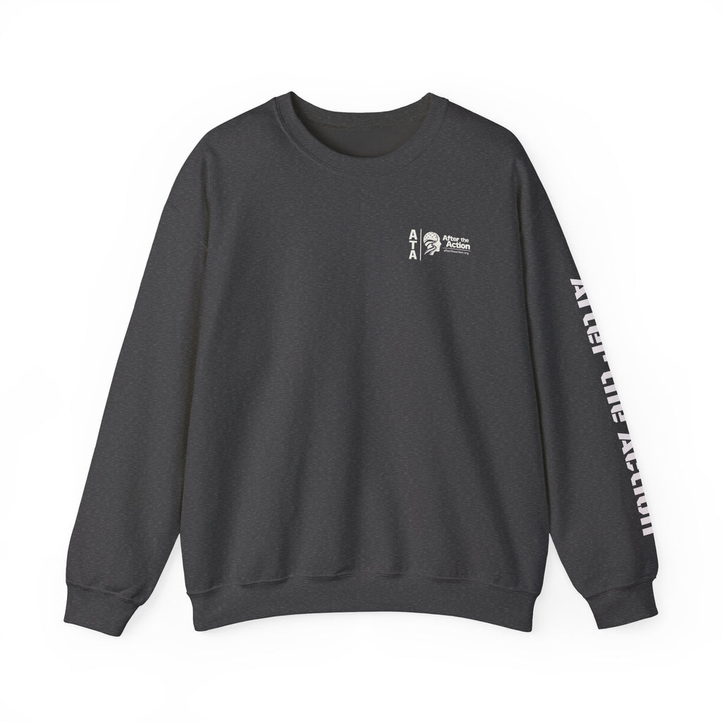 Crewneck Sweatshirt — American Flag Military Boots & Rifles Graphic (Save the Nation Sleeve)
