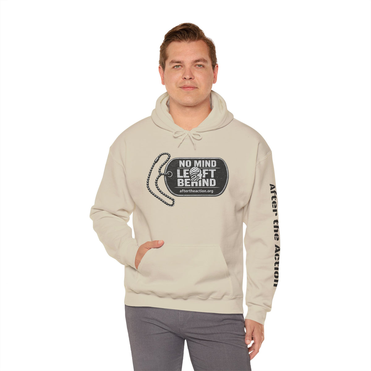 No Mind Left Behind Hoodie – After the Action Mental Health Support Sweatshirt