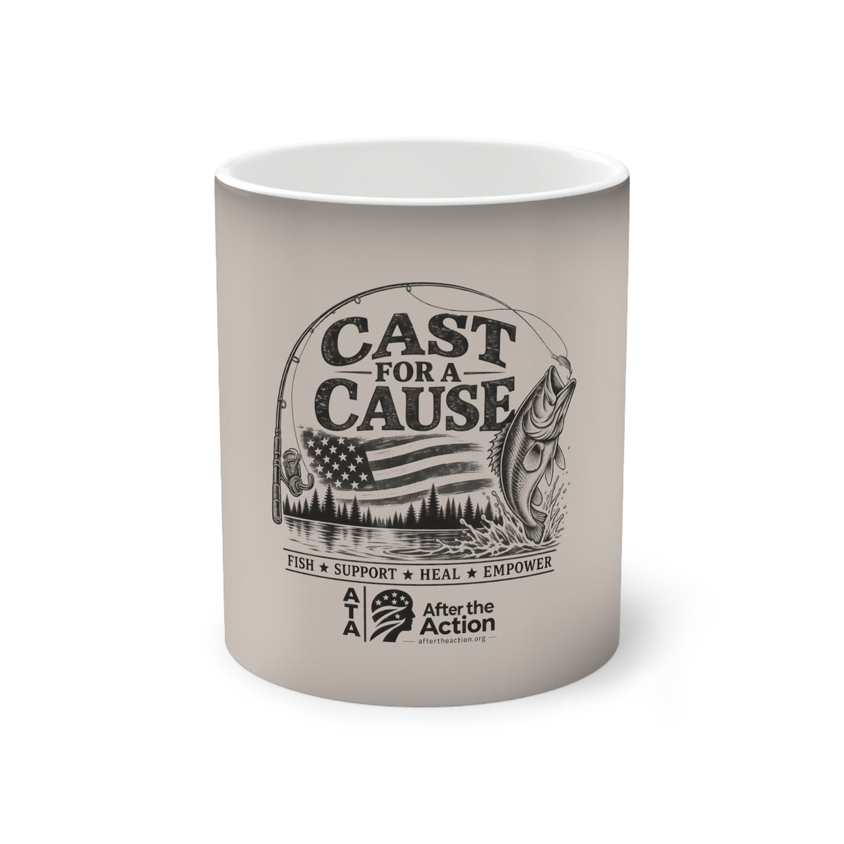 Cast For A Cause Color-Changing Mug — 11oz Fishing Charity Heat-Sensitive Coffee Cup