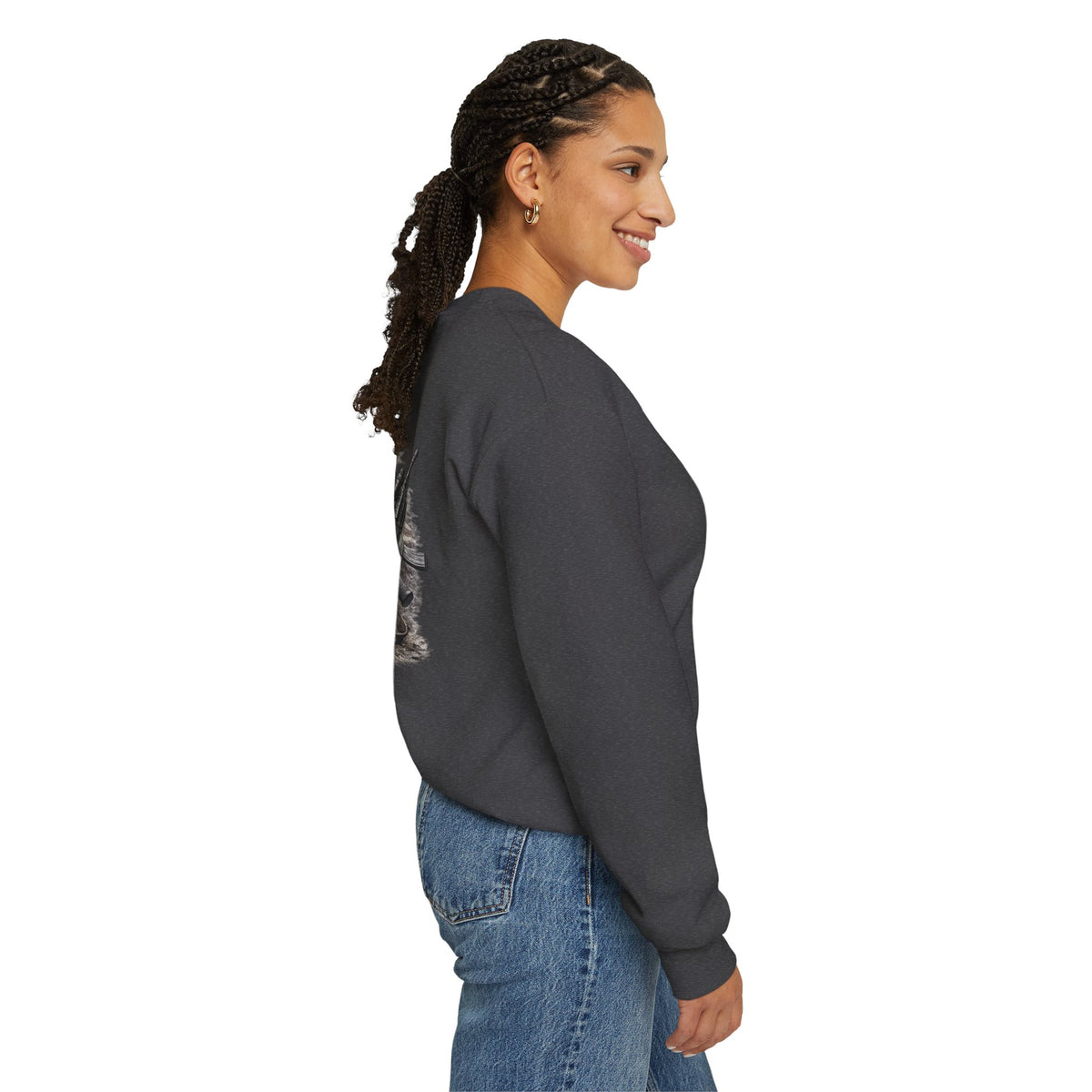 Crewneck Sweatshirt — American Flag Military Boots & Rifles Graphic (Save the Nation Sleeve)
