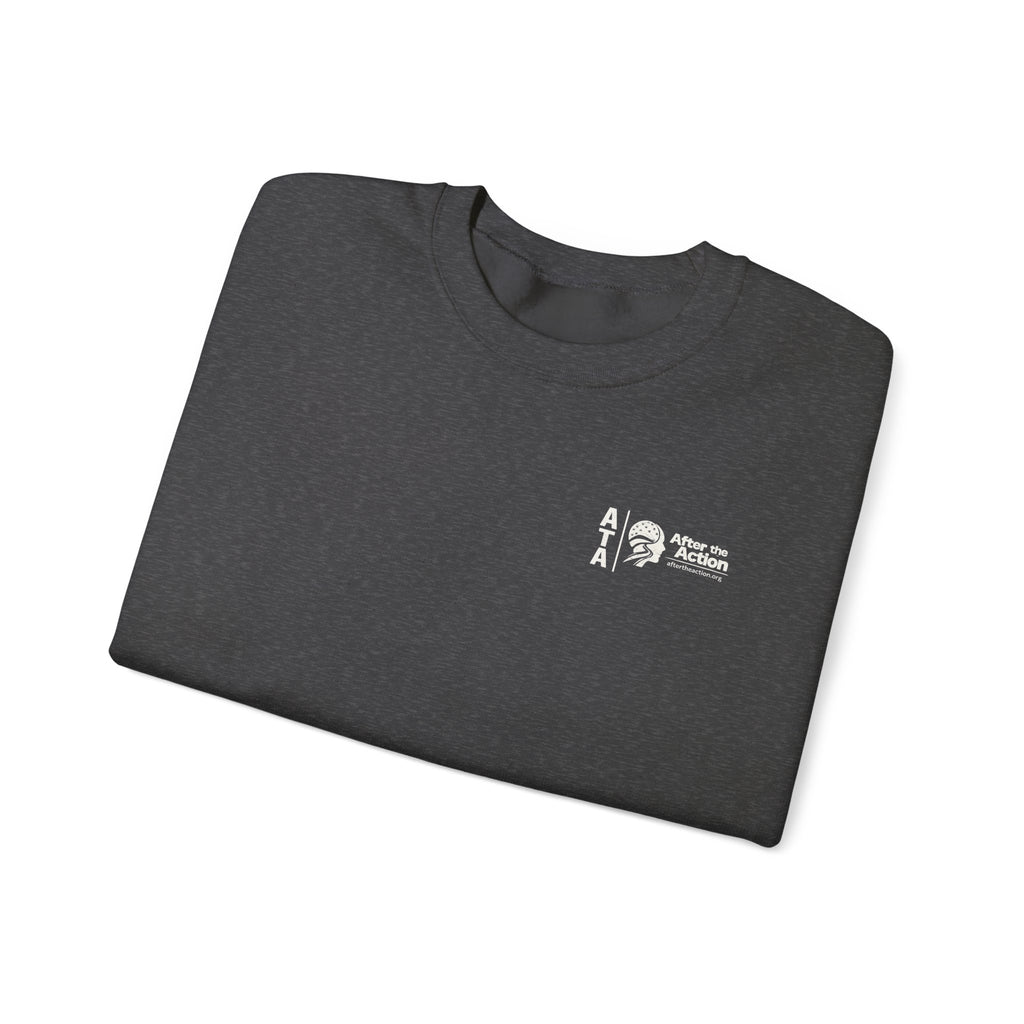 Crewneck Sweatshirt — American Flag Military Boots & Rifles Graphic (Save the Nation Sleeve)