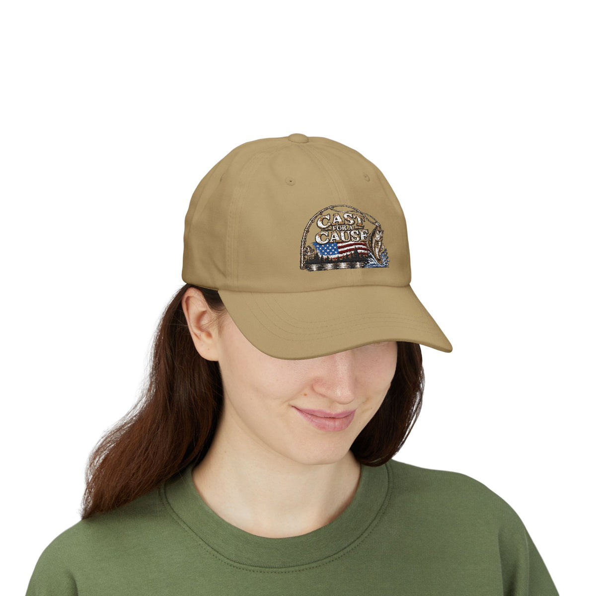 Cap — ‘Cast for a Cause’ Fishing Hat with American Flag Embroidery