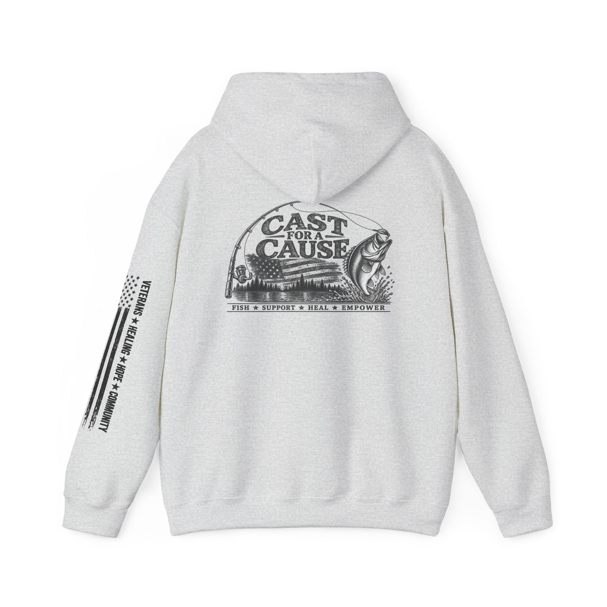 Cast for a Cause Fishing Hoodie — After the Action Charity Logo Sweatshirt