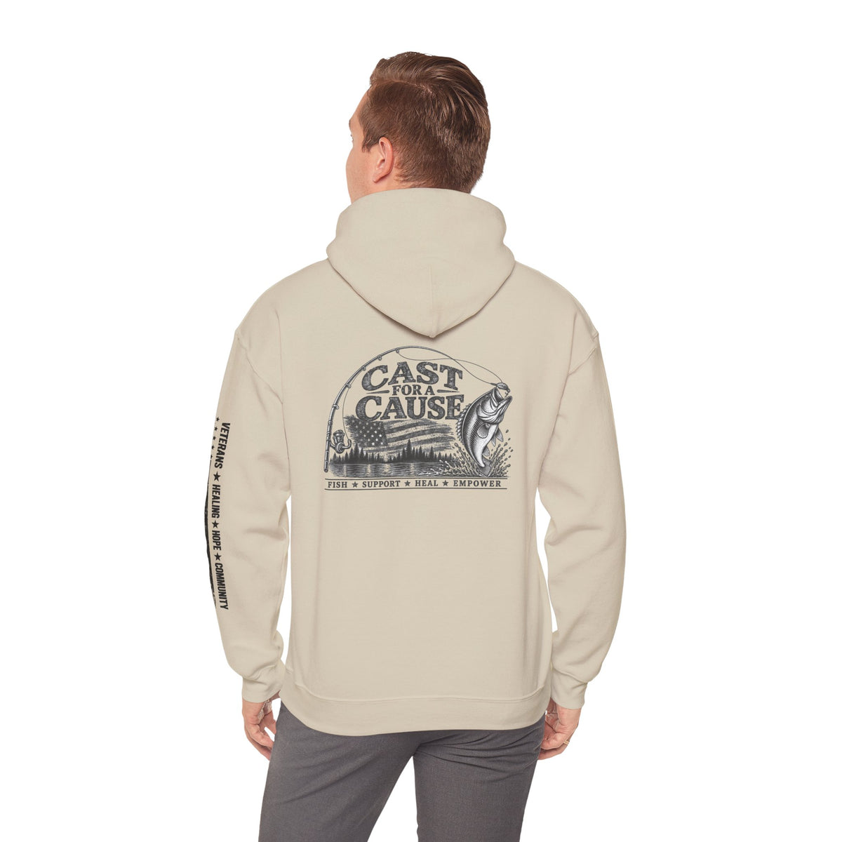 Cast for a Cause Fishing Hoodie — After the Action Charity Logo Sweatshirt